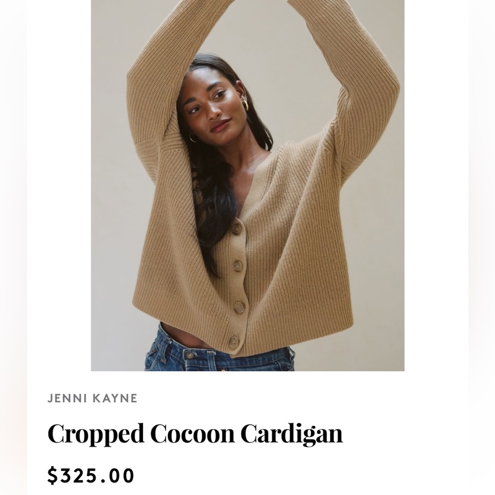 Jenni Kayne Cropped Cocoon Cardigan Camel Brown